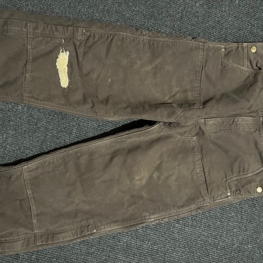 Carhartt Bib Overalls Mens L Brown Loose Fit Insulated OR4031-M Duck Canvas Work - Picture 3 of 11